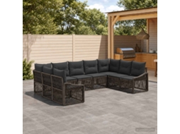 Vidaxl Conjunto De Sofá De Jardim 9 Unid. Cinzento Vime Pe