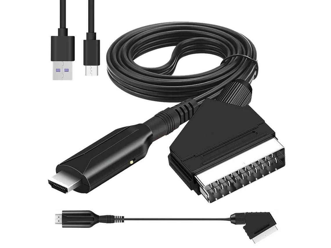Conversor Adaptador Scart Para Hdmi 1080p Com Cabo Scart Incluído Compatível Com Ps3, Xbox, Wii, Hdtv, Stb, Vhs/vcr, Dvd, Blu Ray Pal/ntsc Bestvite