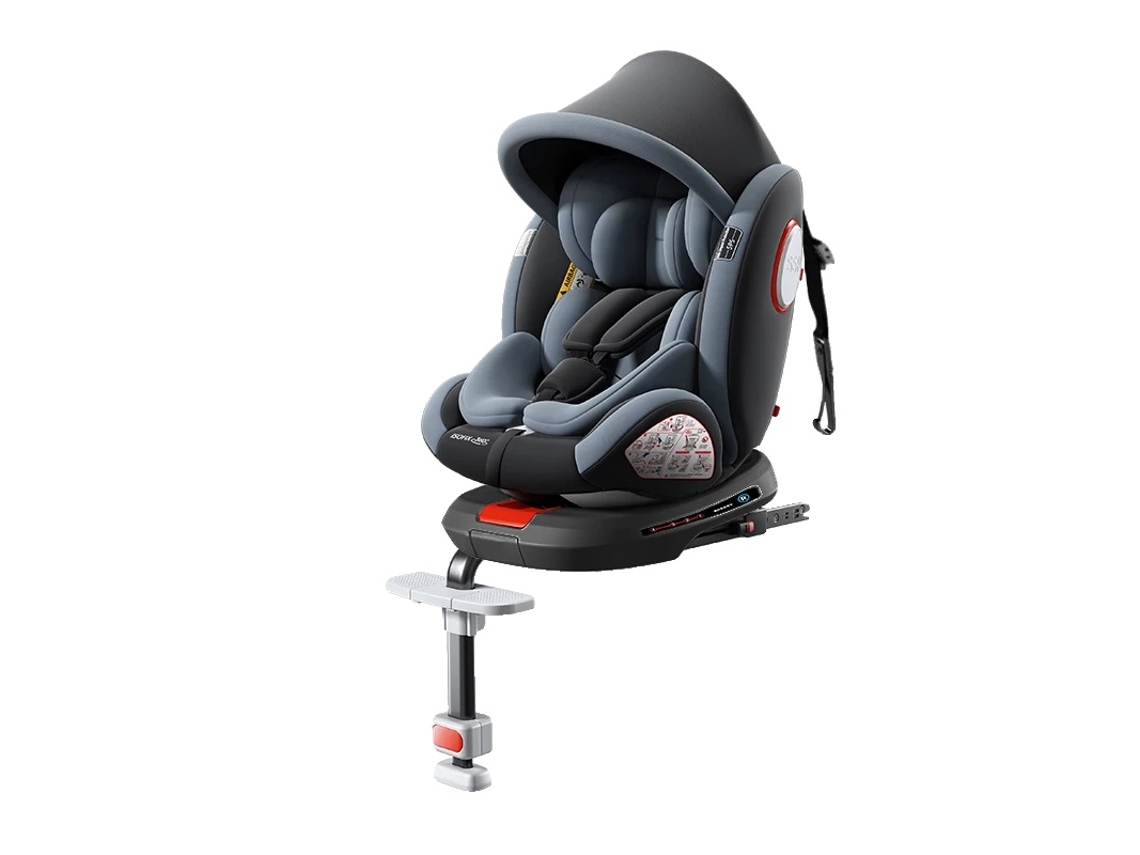 Assento De Segurança Infantil Ajustável Para Carro, Sistema Isofix, Rotação De 360°, Cinza Premium Oem