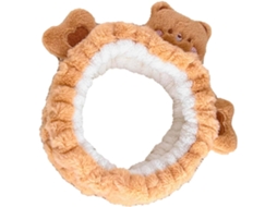Tiara de Maquiagem Em Pelúcia Macia E Confortável Com Estampa De Urso Marrom - Versátil