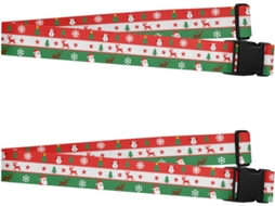 Conjunto De 2 Cintas Bagagem Com Desenho Árvore Natal Verde, Boneco De Neve E Alce Identificadores Bagagem Portáteis