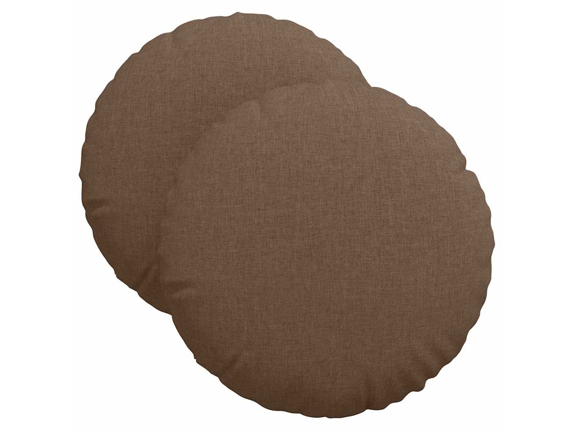 Almofadas de Assento 2 Pcs Marrom Ø40 X 13 Cm Tecido HARLANV1