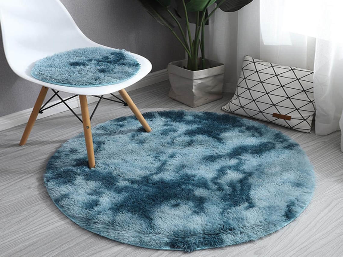 Lurelia Tapete Redondo Infantil Antiderrapante Macio Fofo Azul 40x40 Cm Sala Quarto R189