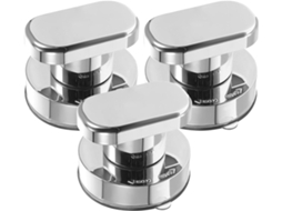 Conjunto De 3 Puxadores Redondos Tehaux Para Portas Geladeira E Espelhos, Instalação Sem Furos, Material Abs Durável