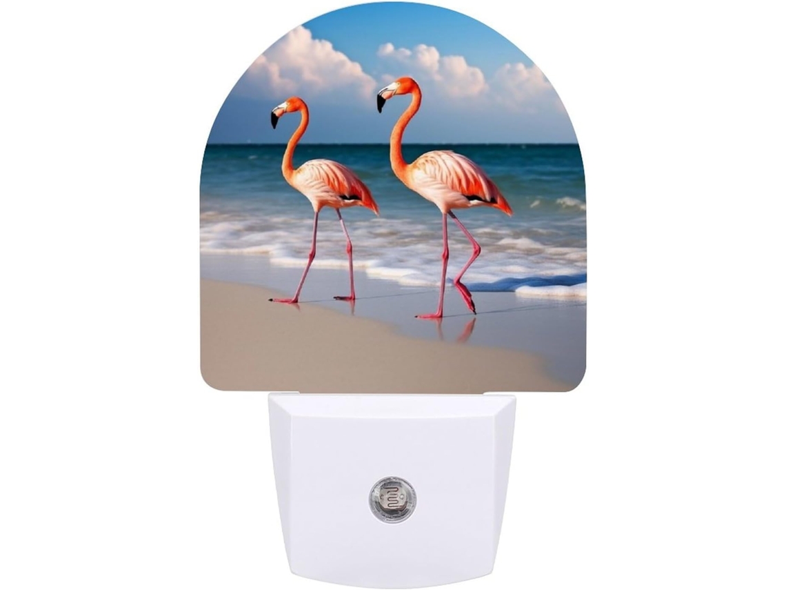 Luz Noturna Led Com Sensor Quarto, Banheiro, Corredor, Com Design De Flamingo Na Praia, Quarto Ideal, Banheiro