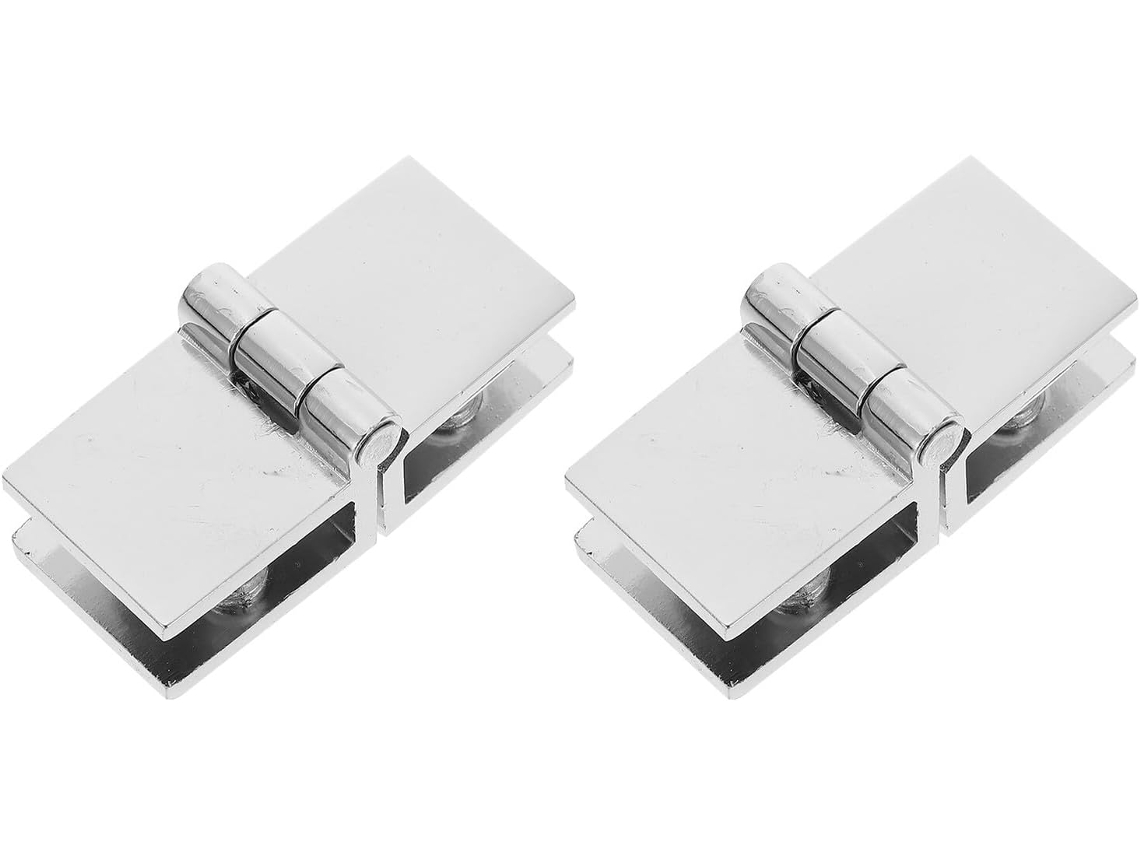 Dobradiças De Liga Zinco Para Porta Vidro, Prateadas, Sem Furos,