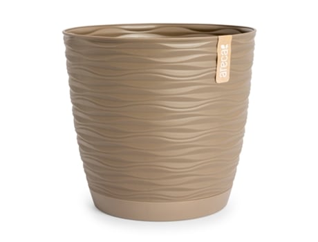 Vaso de flores decorativo redondo vento ARECA 27 cm com pires integrado cinza