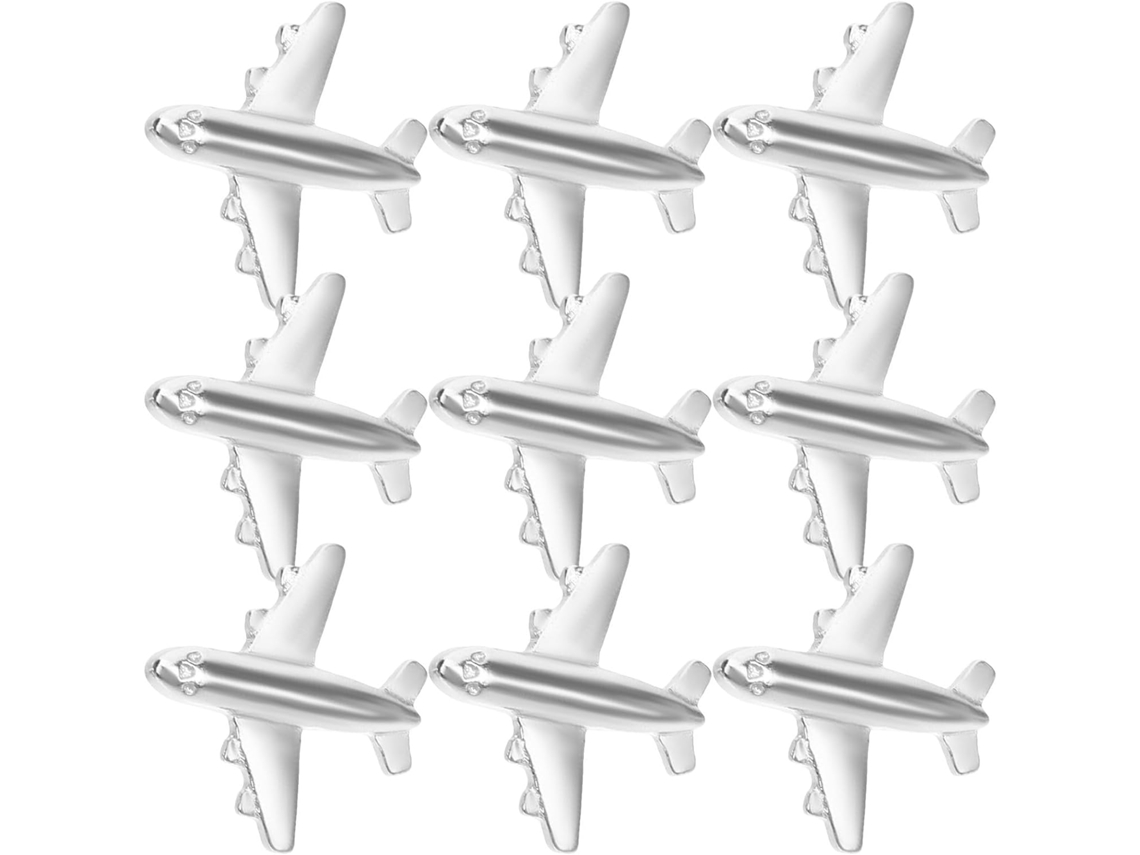 Tachinhas de Metal em Formato Avião para Murais, 12 Unidades, Multiuso, Prateado Aço para Decoração de Casa e Parede