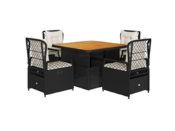 Garden Dining Set, Garden Dining Sets Vidaxl Preto Rattan / Vime (mesa Com 110 Cm De Comprimento)