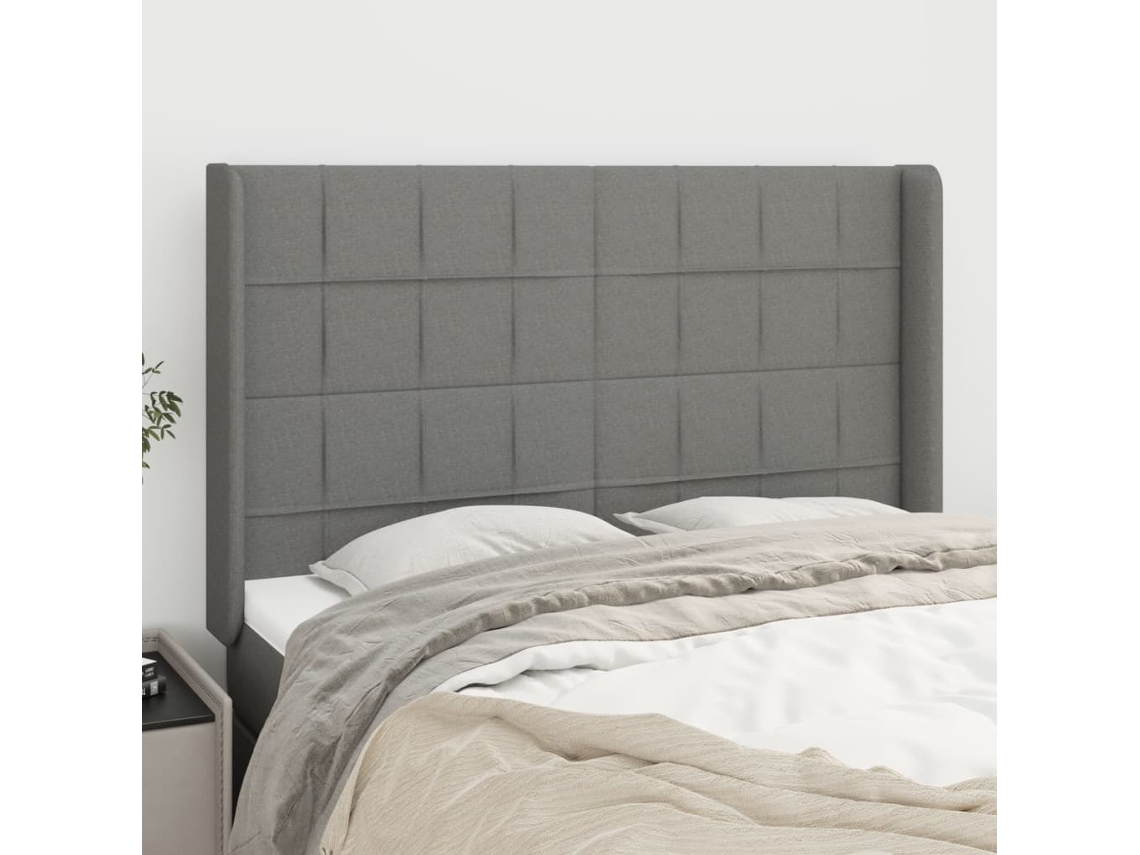 Cabecero con Alas de Tela 147x16x118/128 Cm Gris Oscuro