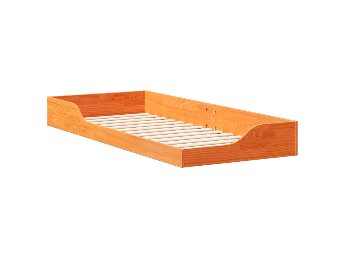 Conjunto 1 Cama De Plataforma Vidaxl Castanho Madeira De Pinho Maciça (90 X 220 Cm)