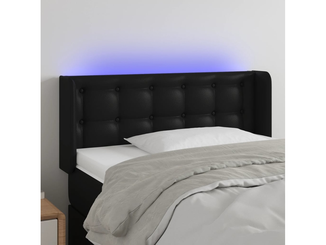 Cabecero con LED Piel Sintética 103x16x78/88 cm Negro