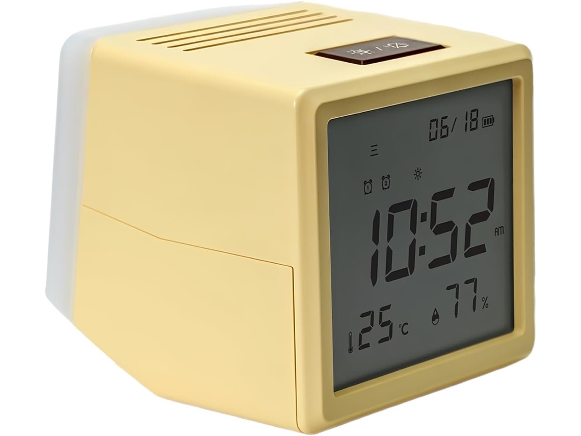 Despertador Infantil Com Tela Led, Indicador Luminoso, Temperatura, Umidade E Calendário