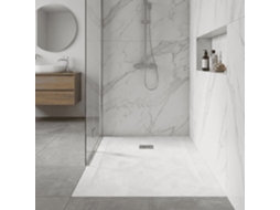 Base de Duche Espatulada Silex Branca MIRLO 100x90 cm com grade em aço inoxidável