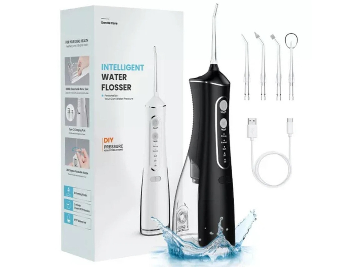 Irrigador Oral Yizhood Água Dental Flosser Dentes 300ml Preto