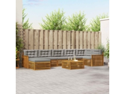 Vidaxl Conjunto De Sofás Para Exterior 8 Pcs Cinza Natural E Claro