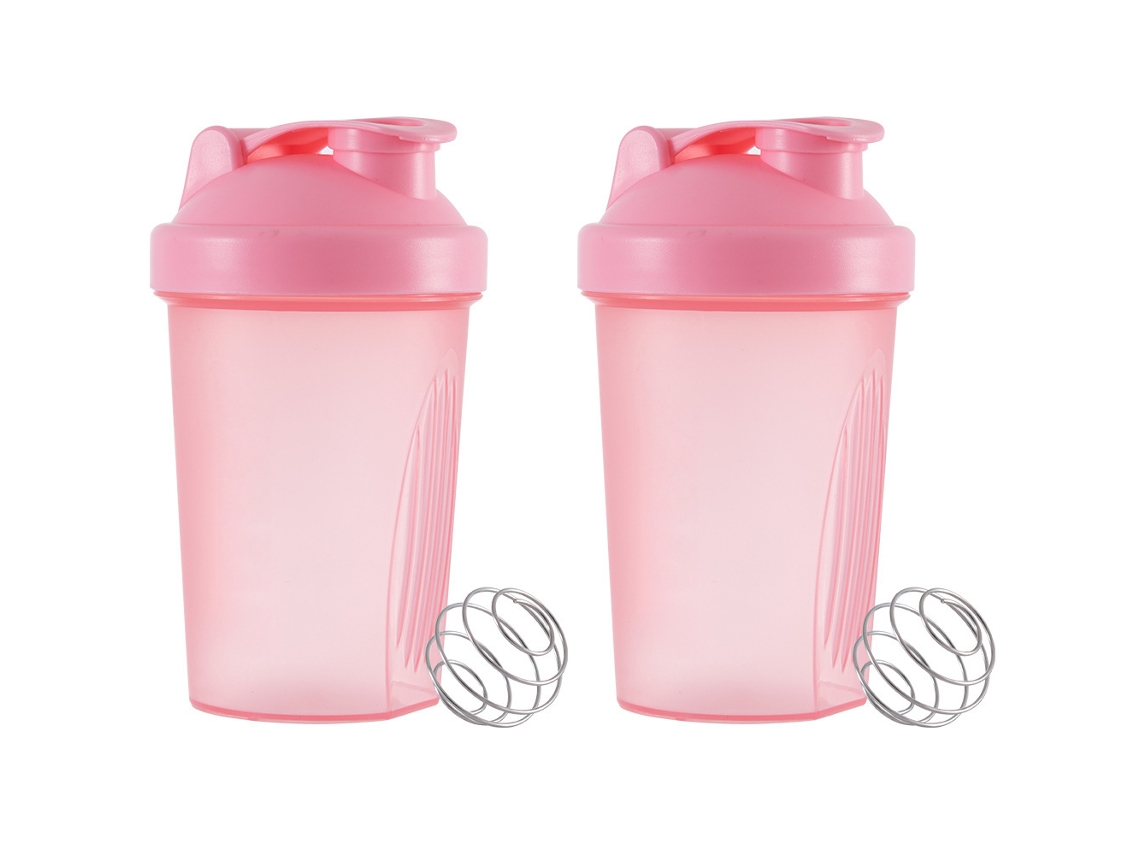 Garrafa Clássica Do Abanador Da Parte Superior Do Laço de 2 Pces Copo Do Abanador Da Proteína com Bola de Agitação Multi-Função Rosa ZMDECQNA