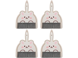 Conjunto De 4 Mini Vassouras E Pás Lixo Plástico Branco Para Mesa