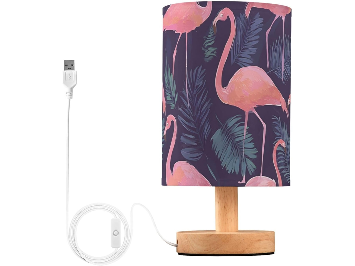 Abajur De Cabeceira Mnsruu Em Formato Folha Flamingo, Com Led, Cúpula De Tecido, Ideal Para Quarto E Sala De Estar