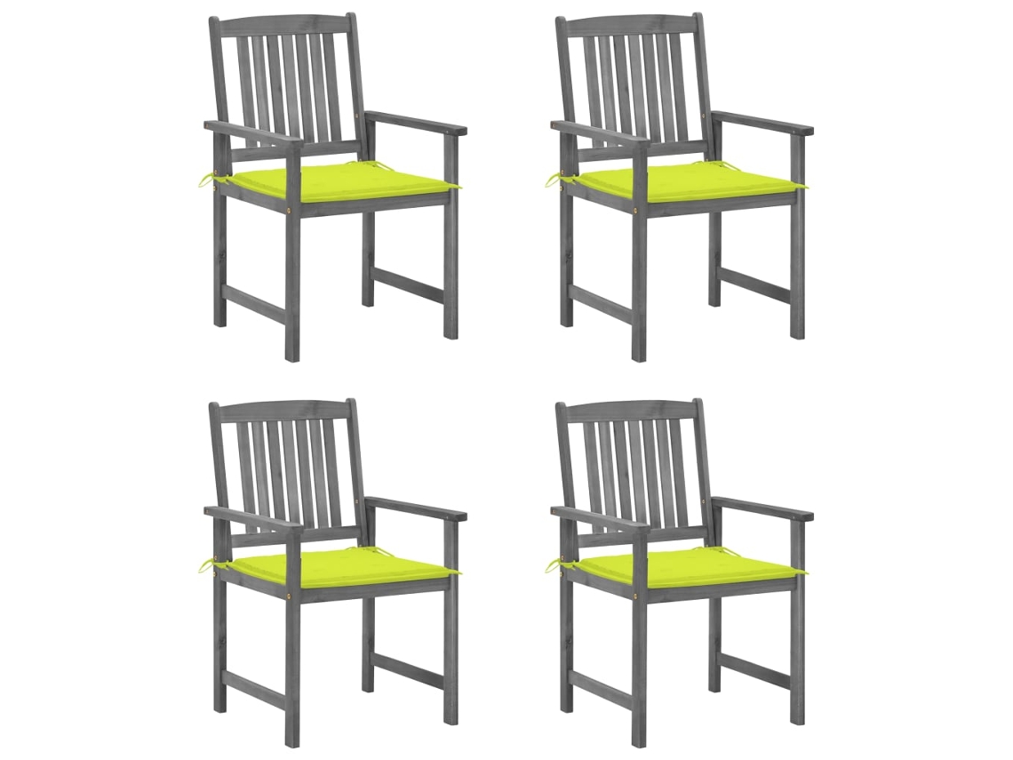 Cadeiras De Jardim Com Almofadões 4 Pcs Acácia Maciça Cinza Dkd Home Decor