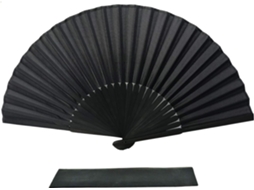 Leque Dobrável De Tecido De Seda Preto Com Estojo, Varetas De Bambu, Estilo Chinês Vintage
