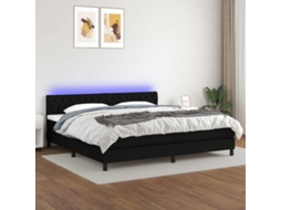 Vidaxl Cama Box Spring C/ Colchão E Led 200x200 Cm Tecido Preto