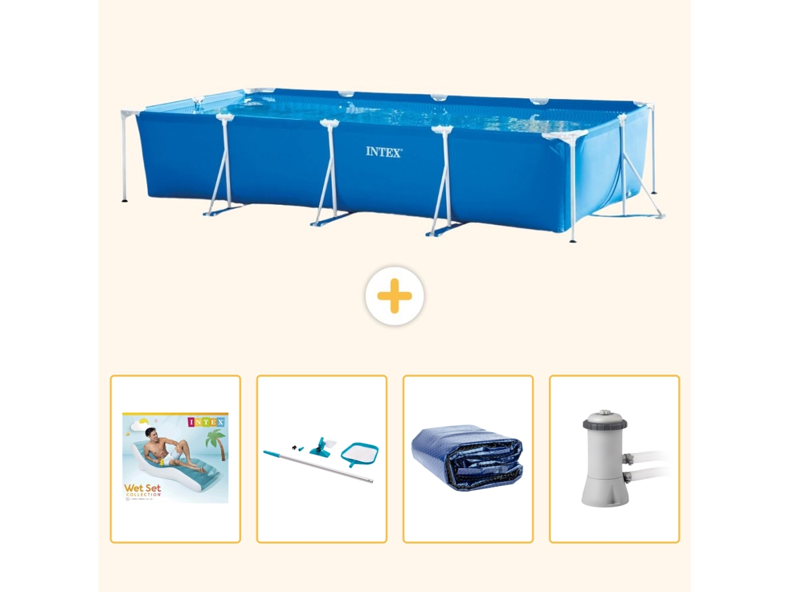 Intex Piscina Com Estrutura Retangular - 450x220x84 Cm - 5-peças S134