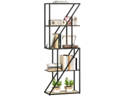 Estante de 5 Níveis Estante para Livros Estilo Industrial com Prateleiras Abertas e Estrutura Aço 60x30x165 Cm Madeira e Preto FYNTERA EUROPA