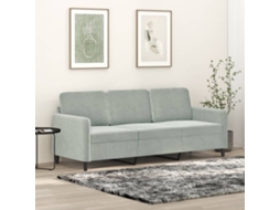 Sofá De 3 Lugares 180 Cm Veludo Cinzento Claro Lovely Home