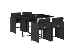 Conjunto de 5 Jantar para Jardim com Almofadões Vime Pe Preto MAISON EXCLUSIVE
