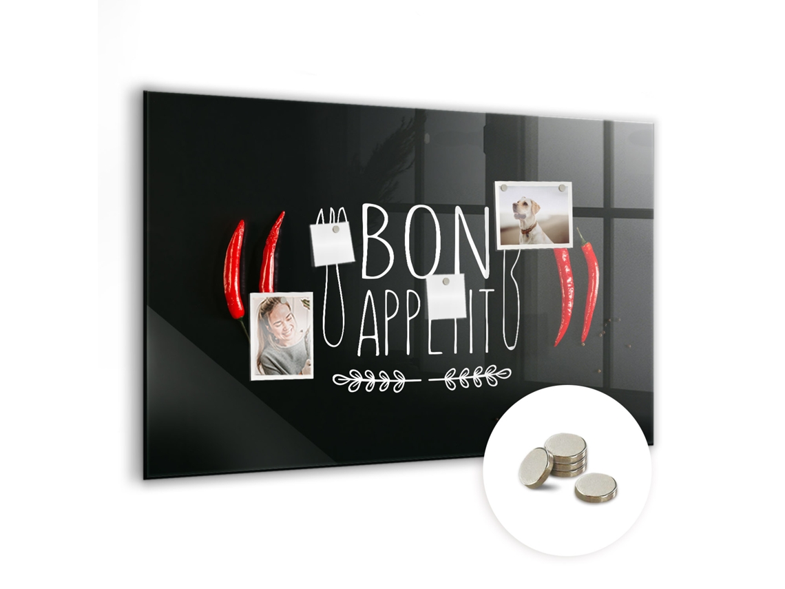 Quadro De Vidro Magnético Inscrição "bon Appétit" Para O Quarto Das Crianças Espelharte (90x60 Cm)