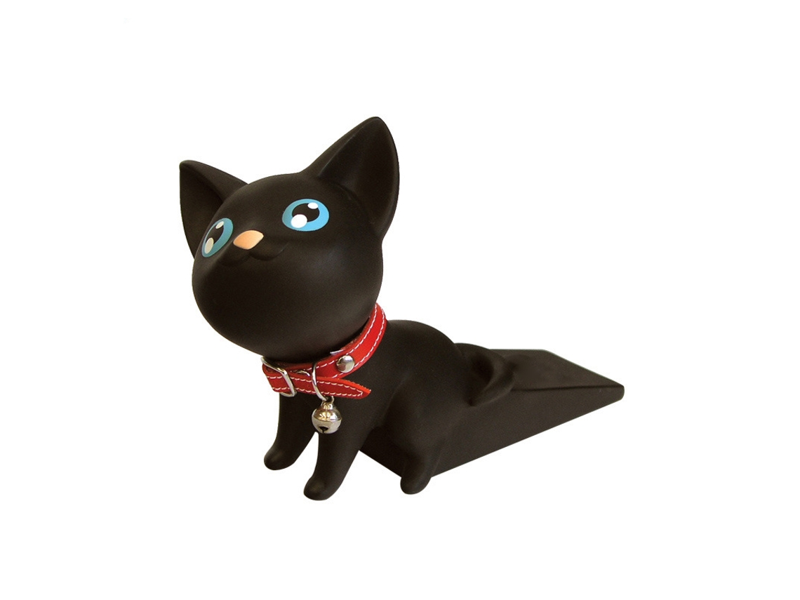 Trava de Porta para Animais Fofos Sem Furadeira Gato Preto