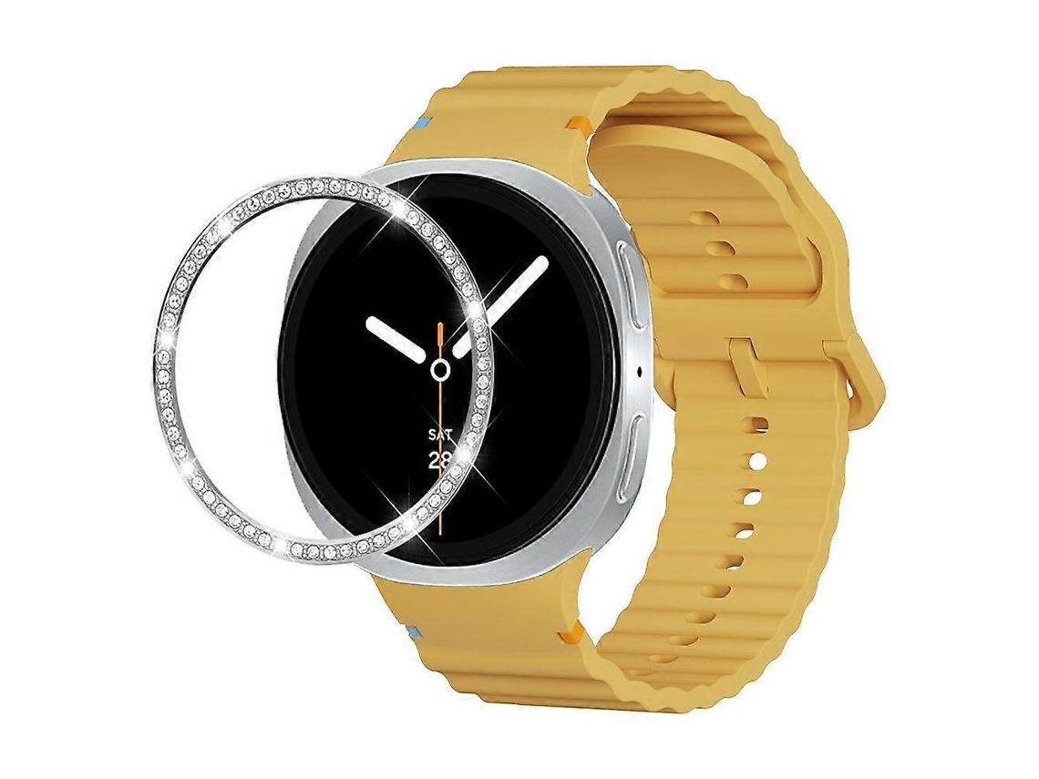 Pulseira De Silicone Com Bisel De Diamantes E Fivela Com Costura Ondulada.