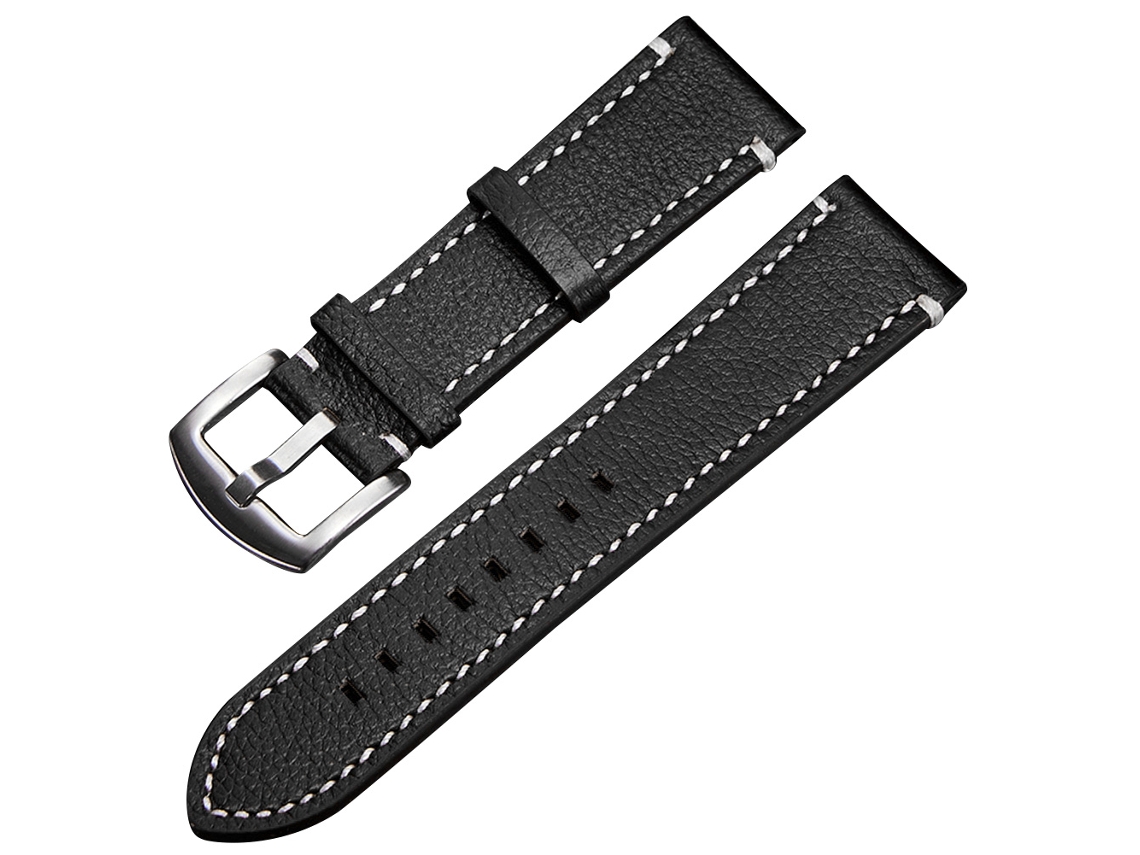 Correa De Reloj De Cuero Genuino 20mm Doble Cara Con Hebilla De Acero Inoxidable (negro)