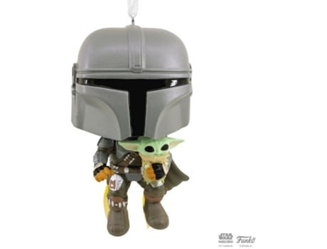 Mini Figura Colecionável Funko Pop! Mandalorian Con Grogu Edición Exclusiva Hallmark Halmark (8 Cm)
