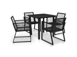 Vidaxl 5 Pcs Conjunto De Jantar Para Jardim Vime De Pvc Preto