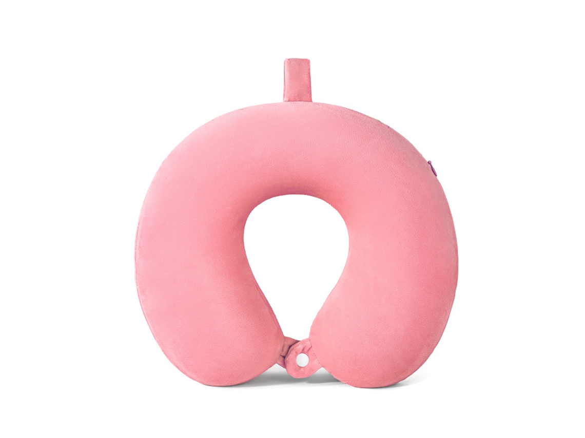 Travesseiro Cervical Portátil em Espuma Viscoelástica Formato U para Viagens, com Suporte Cervical, Rosa AQUAFORGE