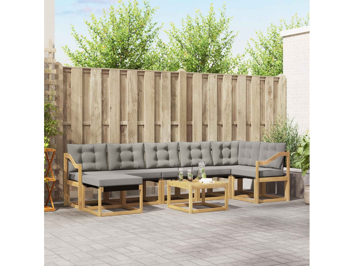 Vidaxl Conjunto De Sofás Para Exterior 8 Pcs Branco E Cinzento-claro