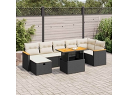 Vidaxl 5 Pcs Conjunto Sofás De Jardim Com Almofadões Vime Pe Preto