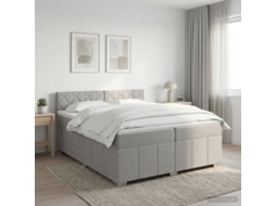 Vidaxl Cama Box Spring Com Colchão Cinzento-claro 200 X 200 Cm Tecido