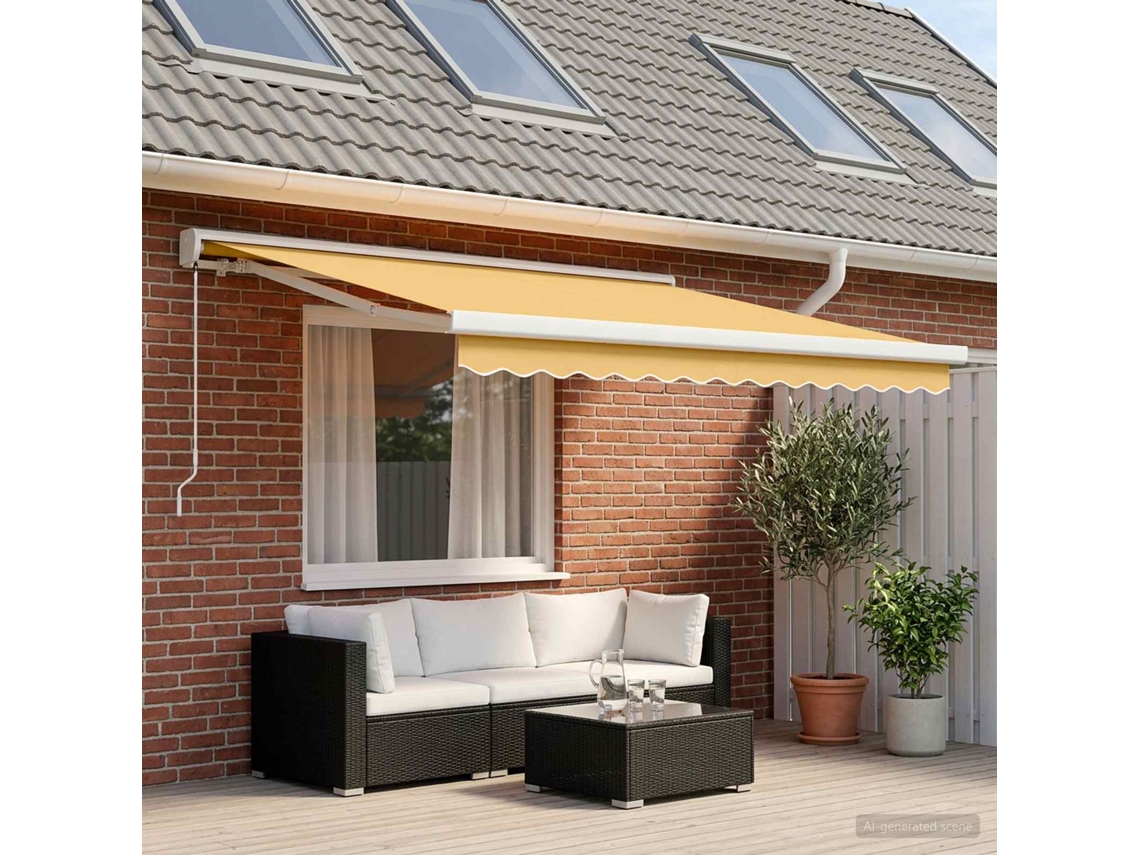 Vidaxl Toldo Retrátil Areia 500 × 300 Cm Lona E Alumínio