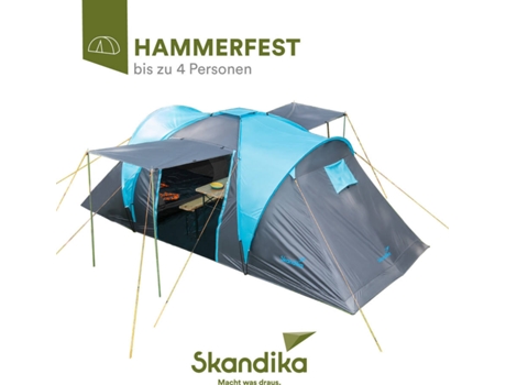 Tenda de Campismo SKANDIKA  Hammerfest 4 Pessoas 2Xcabins Blue Mosquito Nets