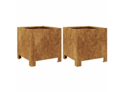 Conjunto 2 Vaso de jardim VIDAXL Marrom Aço (30x30x30cm)