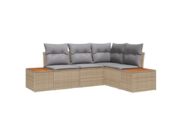 Conjunto 4 Sofá Modular Vidaxl Bege Vime Pe (209 X 154 X 85 Cm)
