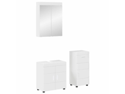 Vidaxl Conjunto De Móveis Para Banheiro Tulum 3 Unid. Branco Brilhante