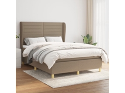 Vidaxl Cama Com Molas/colchão 140x200 Cm Tecido Castanho-acinzentado