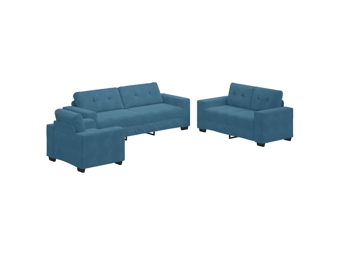 Maison Exclusive - Conjunto De Sofás 3 Unid. Azul Veludo