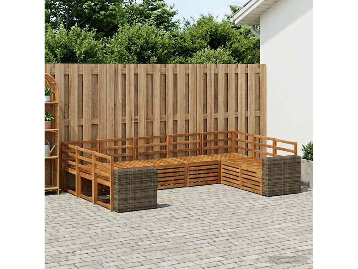 Vidaxl Conjunto De Sofá Sectional 9 Pcs Natural