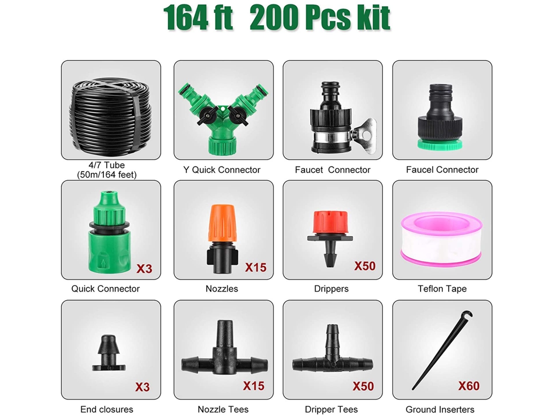 Kit Irrigação 50m Jardim Gramado Horta