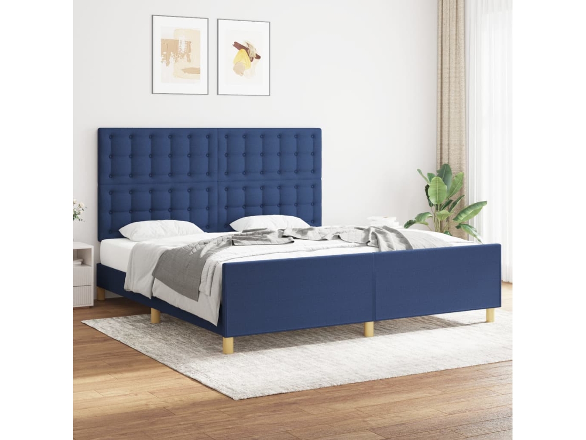 Vidaxl Estrutura De Cama 180x200 Cm Tecido Azul